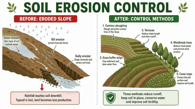 Soil erosion control on a farm