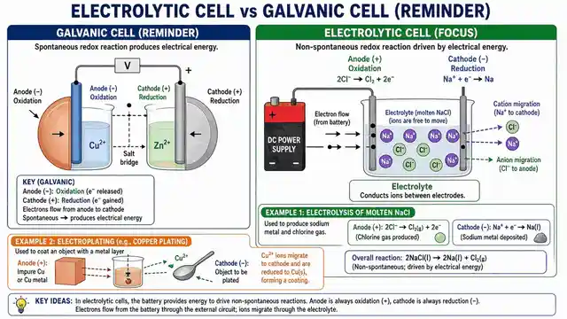 Electrolytic cell and galvanic cell