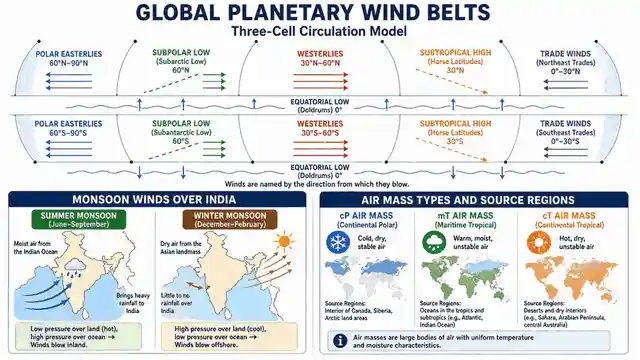 Global planetary wind belts