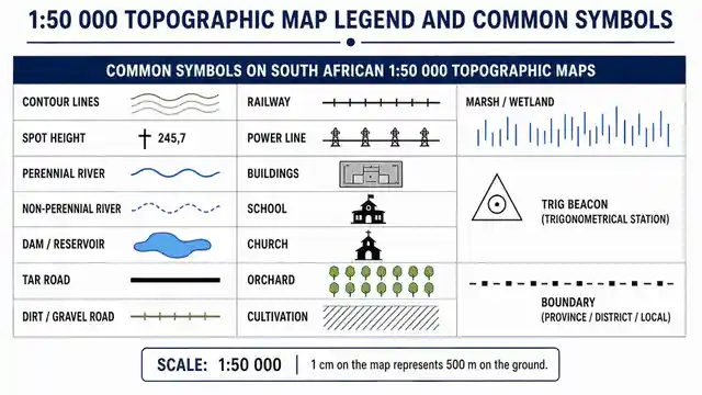 1:50 000 topographic map legend