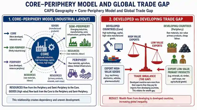 Core-periphery model and the trade gap