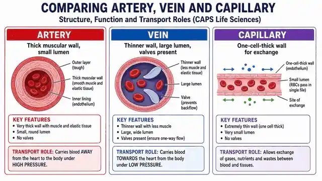 Artery, vein and capillary