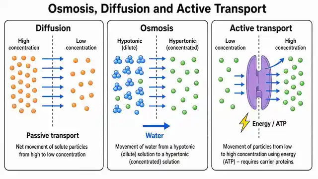 Osmosis, diffusion and active transport