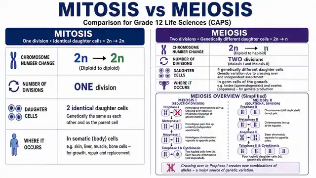 Mitosis and meiosis compared