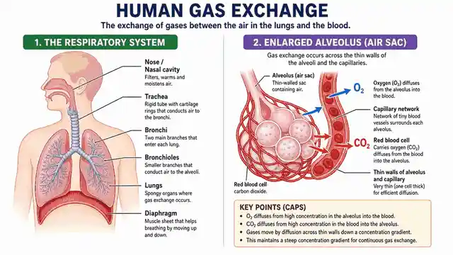 Human gas exchange and the alveolus