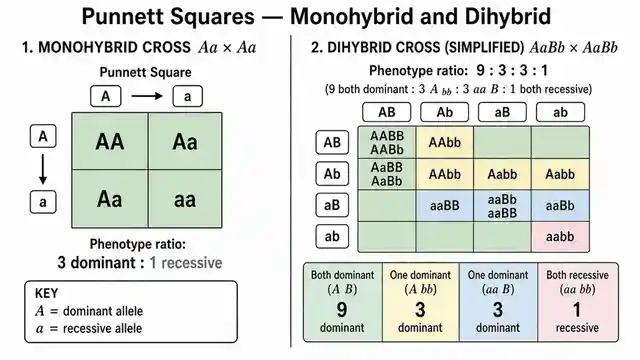 Punnett squares: monohybrid and dihybrid