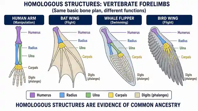 Homologous structures: vertebrate forelimbs