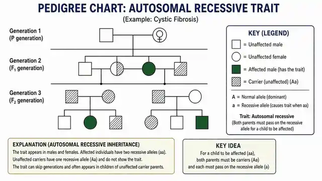 Pedigree of an autosomal recessive trait