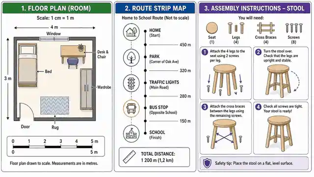 Floor plan, route map and assembly