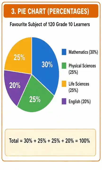 Pie chart of favourite subjects