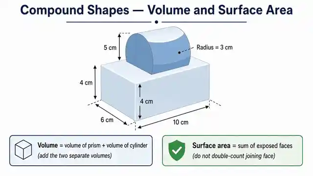 Compound shapes: volume and surface area