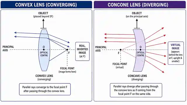 Convex and concave lenses