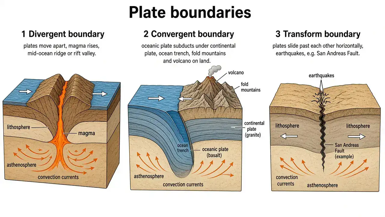 Geomorphology: rocks and plate tectonics / plate-boundaries