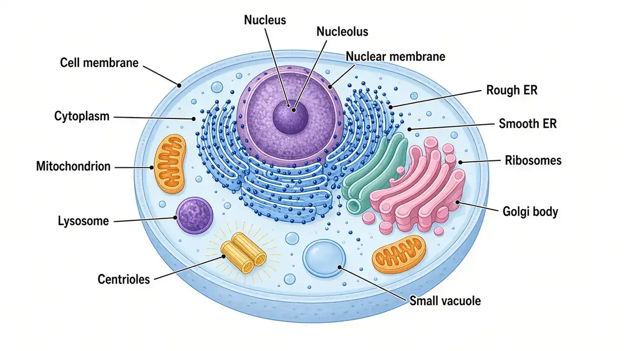 Cells: the basic units of life / animal-cell-labelled