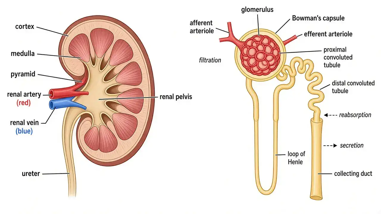 Excretion in humans / nephron-kidney