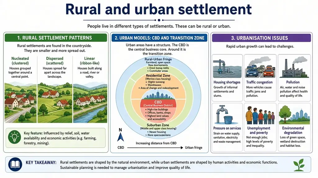 Rural and urban settlement