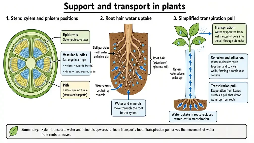 Support and transport in plants