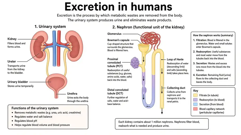 Excretion in humans