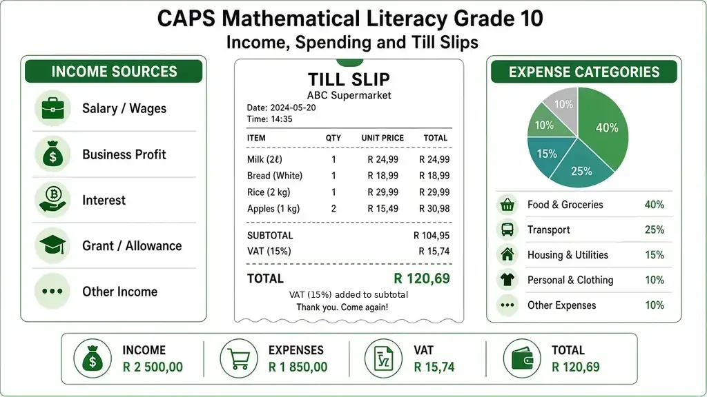 Income, spending and till slips