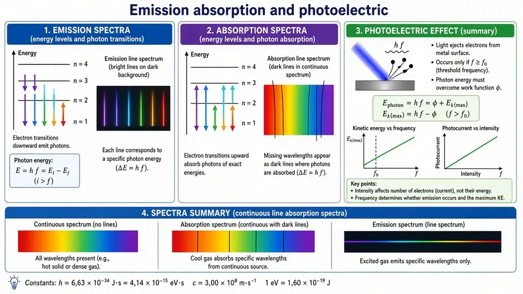 Emission, absorption & photoelectric